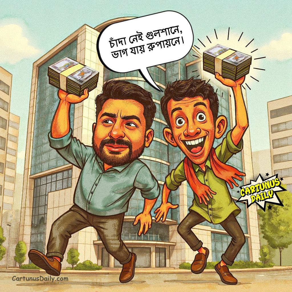 চাঁদাবাজিতে বৈপ্লবিক সংস্কার, গুলশান থেকে সরাসরি রুপায়নে যাচ্ছে ‘সার্ভিস চার্জ’। Revolutionary reforms in extortion, 'service charge' goes directly from Gulshan to Rupayan.