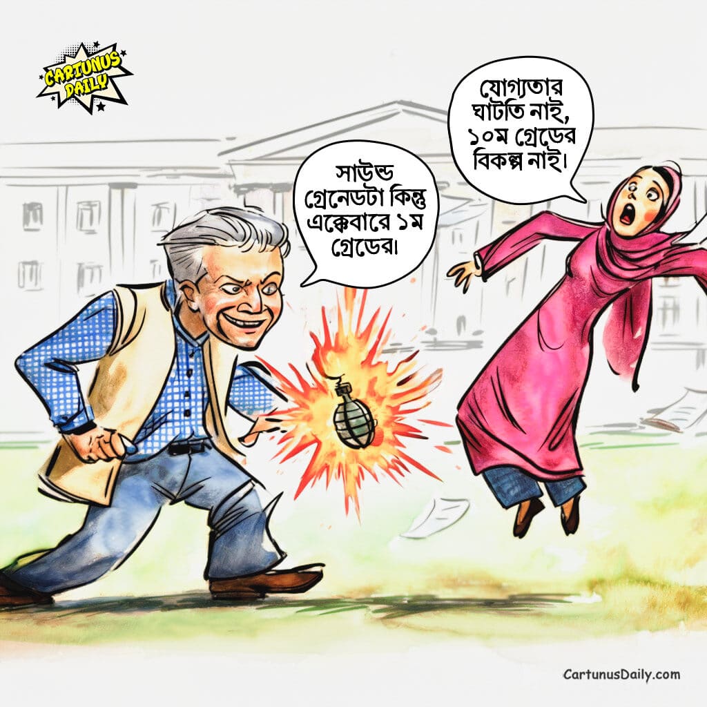 সাউন্ড গ্রেনেডের আঘাতে শিক্ষিকার মৃত্যু: ড. ইউনূসের শান্তির নমুনা। Teacher's Death by Sound Grenade: Dr. Yunus's Example of Peace.